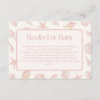 Pink Seashell Coastal Baby Shower Books For Baby Enclosure Card