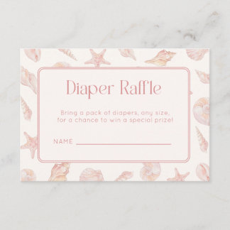 Pink Seashell Coastal Baby Shower Diaper Raffle Enclosure Card