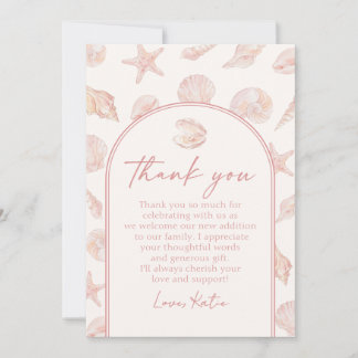 Pink Seashell Coastal Baby Shower Thank You Card