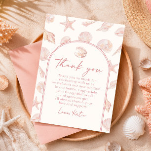 Pink Seashell Coastal Baby Shower Thank You Card