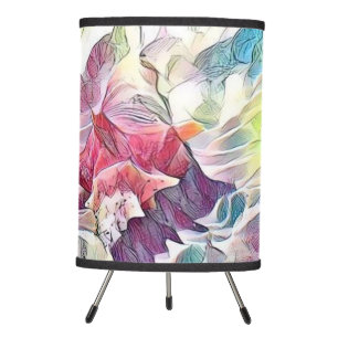 Pink seashell in the sea watercolor painting tripod lamp
