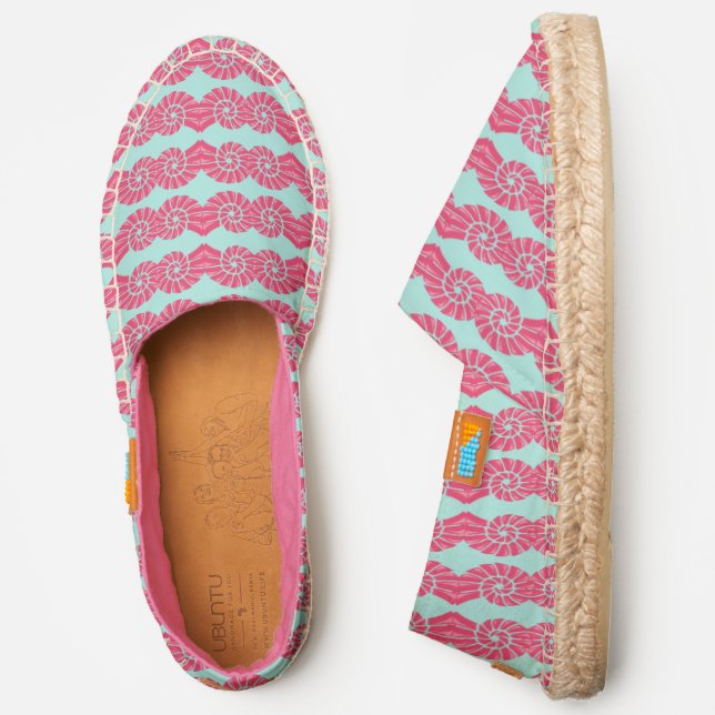 Pink Seashell Mirrored Pattern Espadrilles (Side)