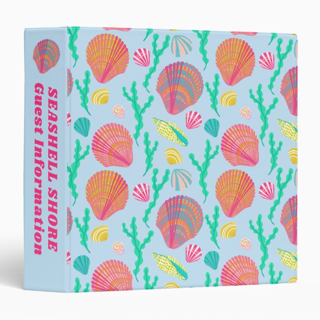Pink Seashells Beach Vacation Rental Information 3 Ring Binder (Front/Spine)