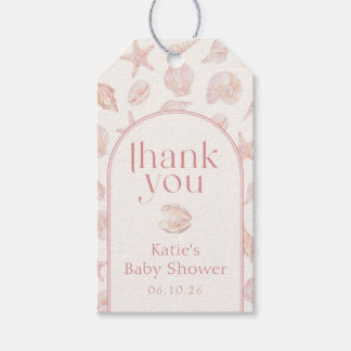 Pink Seashells Coastal Baby Shower Gift Tags