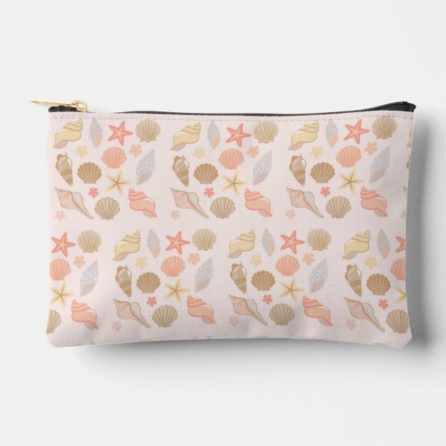 Pink Seashells Pattern Accessory Pouch (Front)