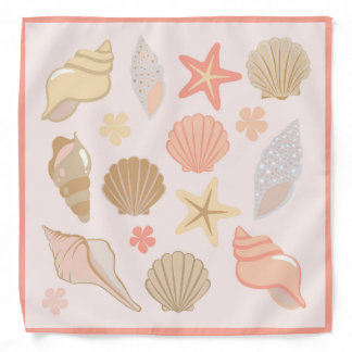 Pink Seashells Pattern Bandana