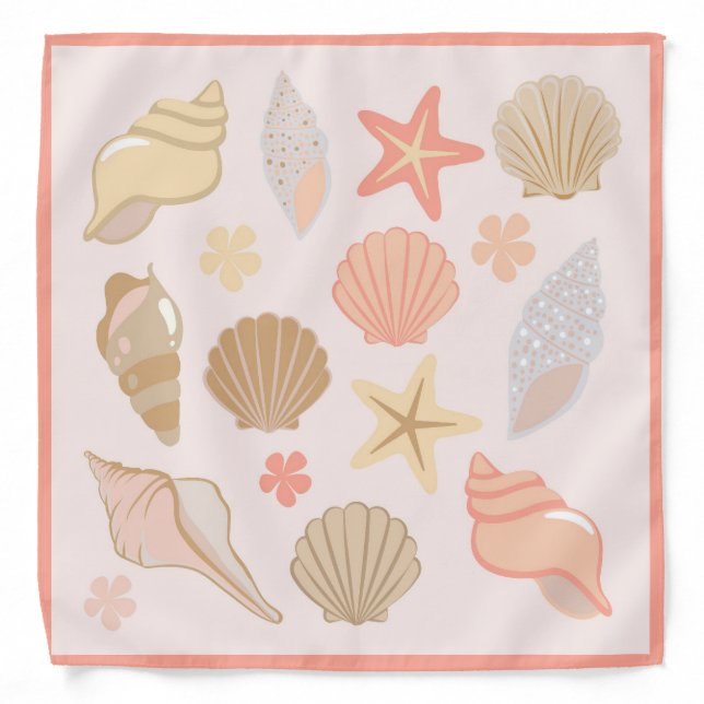 Pink Seashells Pattern Bandana (Front)