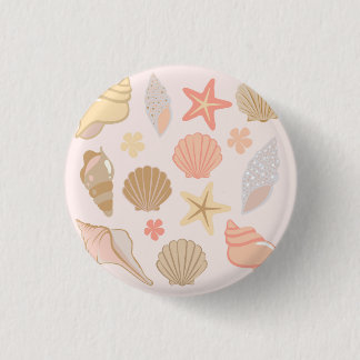 Pink Seashells Pattern Button