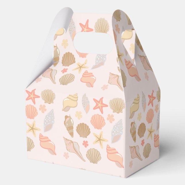 Pink Seashells Pattern Favor Boxes (Back)