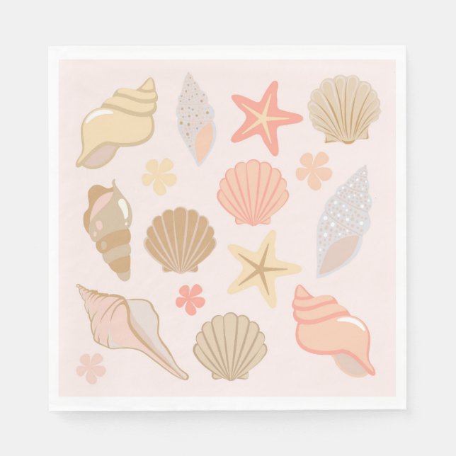 Pink Seashells Pattern Napkins (Front)