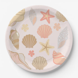 Pink Seashells Pattern Paper Plates