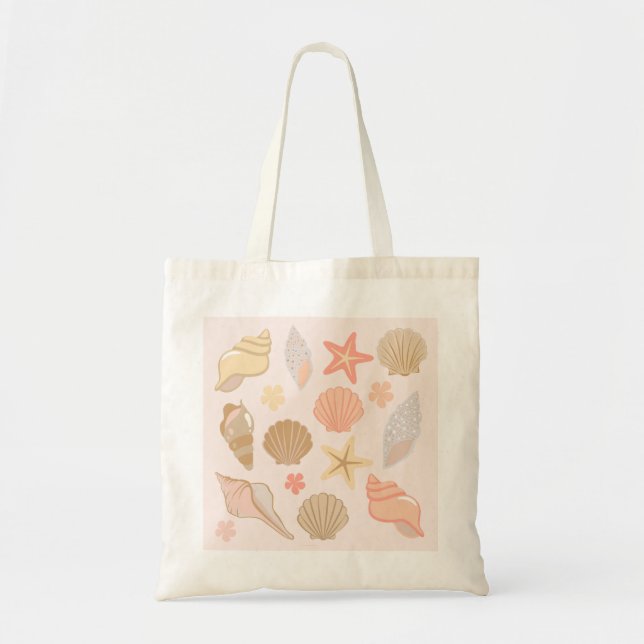 Pink Seashells Pattern Tote Bag (Front)