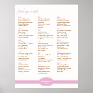 Pink Seating Chart, Caroline Wedding Collection Poster