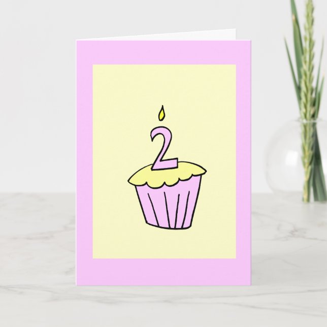 Pink Second Birthday Cupcake Card (Front)