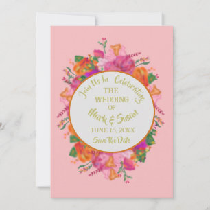Pink Secret Garden Boho Floral Wedding Invitation