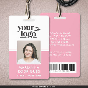 Pink Security Logo Photo Barcode Employee ID Badge