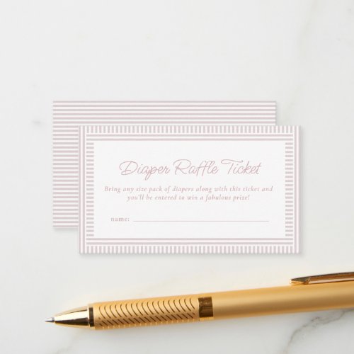 Pink seersucker baby shower diaper raffle ticket enclosure card