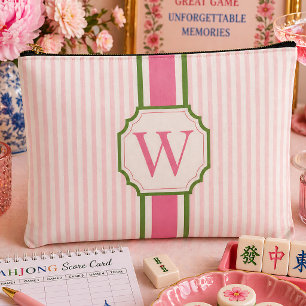 Pink Seersucker Mahjong Tile Bag Personalized