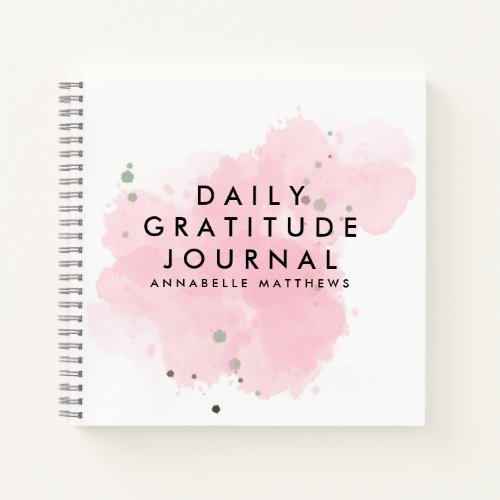 Pink Self Care Daily Gratitude Journal Notebook