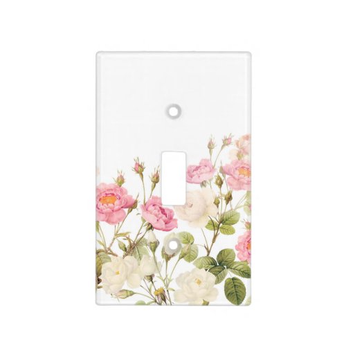 Pink Sepia Vintage Roses Meadow Illustration Light Switch Cover