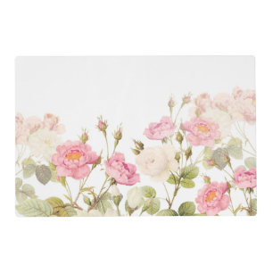 Pink Sepia Vintage Roses Meadow Illustration Placemat