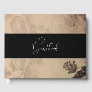 Pink Sepia Vintage Texture Wedding Guest Book