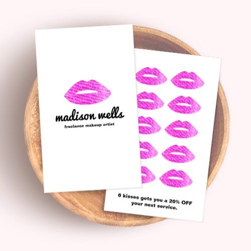 Pink Sequin Lips Salon Loyalty 10 Punch Card