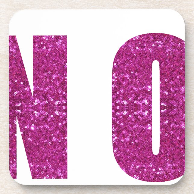 pink sequined no beverage coaster (Front)