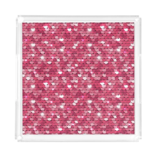 Pink sequined texture vintage pattern acrylic tray