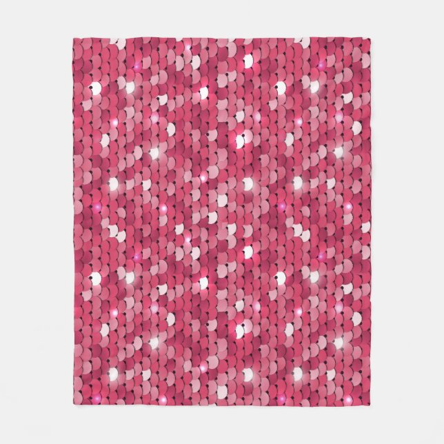 Pink sequined texture, vintage pattern fleece blanket (Front)