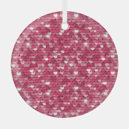 Pink sequined texture vintage pattern glass ornament