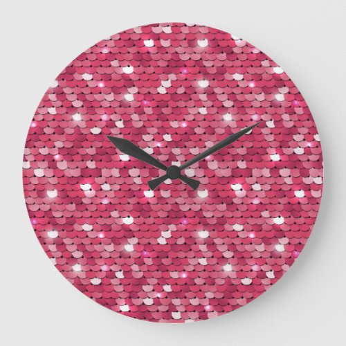 Pink sequined texture vintage pattern large clock