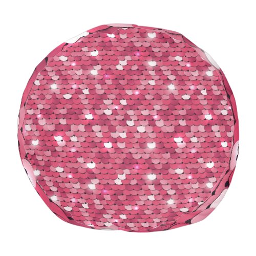 Pink sequined texture vintage pattern pouf