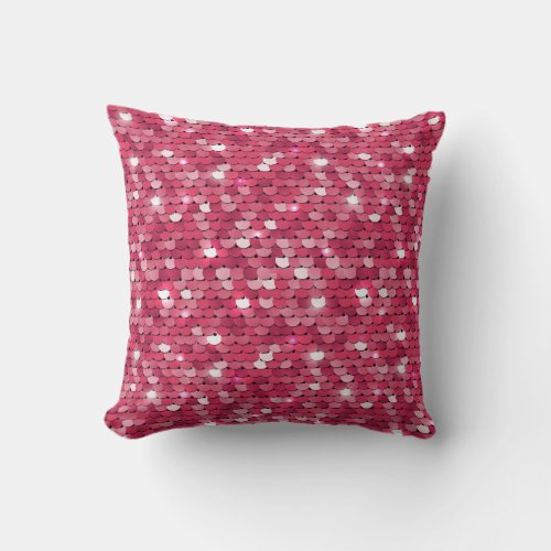 Pink sequined texture vintage pattern throw pillow