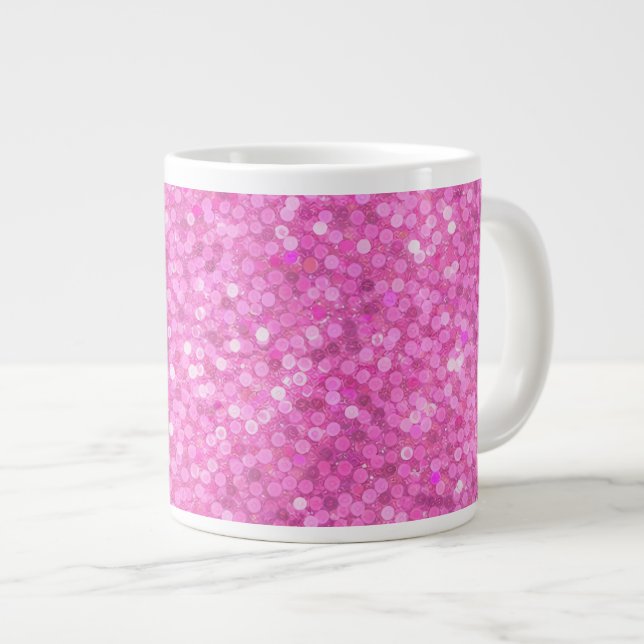 Pink Sequins Bling Giant Coffee Mug (Front Right)