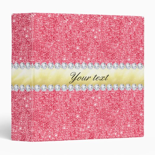 Pink Sequins Gold Foil and Diamonds Binder