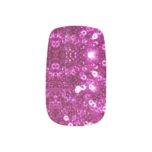 pink sequins nail wraps decals stickers