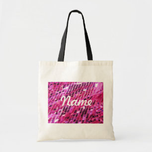 Pink Sequins Sparkle Customize add Text Fashion Tote Bag