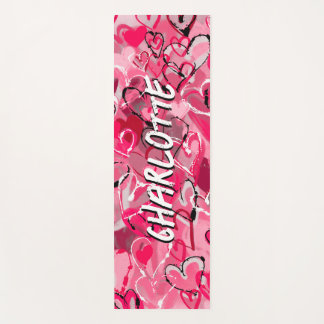 Pink Serenity: Playful Graffiti Love Hearts Yoga Mat