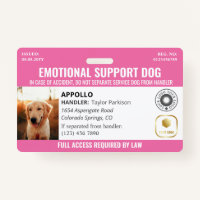 Pink Service Dog 2 Logo & Photo ID