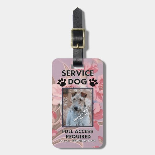 Pink Service Dog Photo ID Luggage Tag