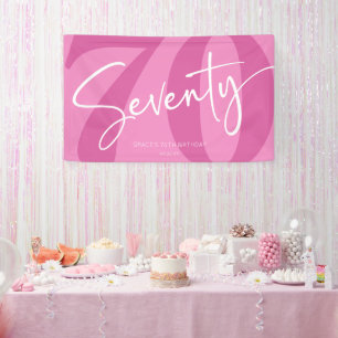 Pink Seventy 70th Seventieth Birthday Party Banner