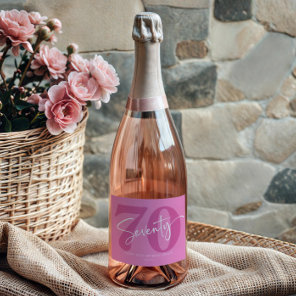 Pink Seventy 70th Seventieth Birthday Party Gift Sparkling Wine Label