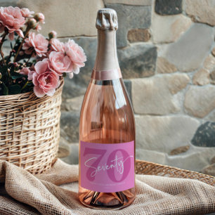 Pink Seventy 70th Seventieth Birthday Party Gift Sparkling Wine Label
