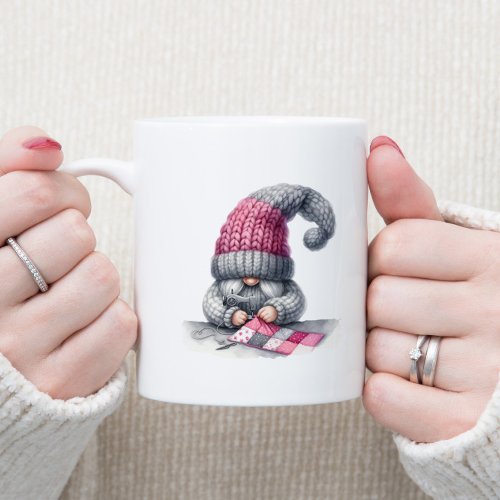 Pink Sewing Gnome  Coffee Mug