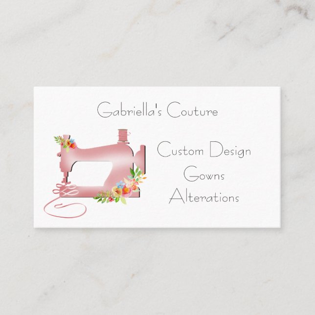 Pink Sewing Machines Sewing Business Card (Front)