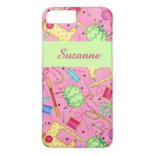 Pink Sewing Notions Art Name Personalized iPhone 8 Plus/7 Plus Case