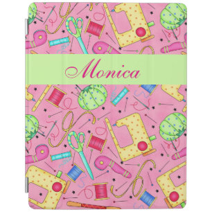 Pink Sewing Notions Art Name Personalized iPad Smart Cover