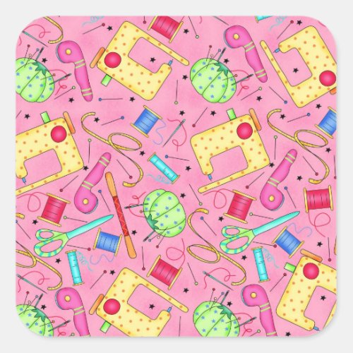 Pink Sewing Notions Sticker
