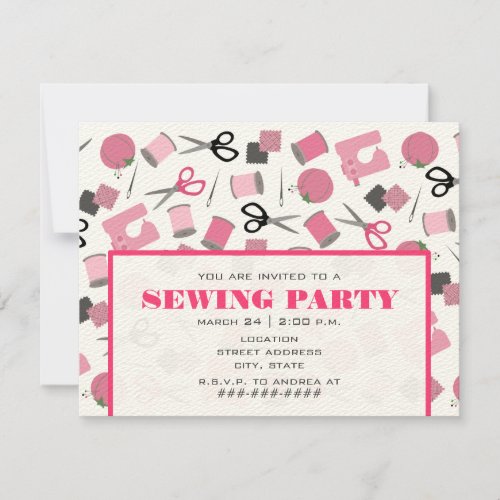 Pink Sewing Party Invitation